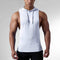 Men Fitness Hooded Sleeveless Sweatshirt Cotton Europe Size Solid Colored Tank Top