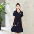 Img 7 - Women Summer Korean Loose Trendy Elegant Short Sleeve Mid-Length Dress