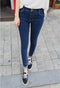 IMG 106 of Stretchable High Waist Denim Pants Women Slim Look Student Fit Pencil Pants Navy Blue Pants