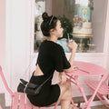 Img 3 - Vintage Hong Kong See Through  Bare Back Women Korean Slim-Look Little Black Skirt Dress