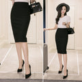 Img 2 - Skirt Mid-Length High Waist Slim Look All-Matching Hip Flattering Splitted Black Skirt