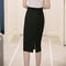 Img 4 - Skirt Mid-Length High Waist Slim Look All-Matching Hip Flattering Splitted Black Skirt