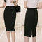 Img 1 - Skirt Mid-Length High Waist Slim Look All-Matching Hip Flattering Splitted Black Skirt