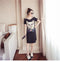 Img 2 - Summer Bare Shoulder Short Sleeve Mid-Length T-Shirt Dress Women Korean Slim Look Printed Strap Dress