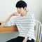 Img 3 - Men Trendy Loose Korean Student Three-Quarter Length Sleeves Striped  T-Shirt