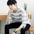 Img 3 - Summer Striped Loose Korean Three-Quarter Length Sleeves Mid-Length T-Shirt Trendy Men T-Shirt