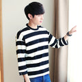 Img 2 - Summer Striped Loose Korean Three-Quarter Length Sleeves Mid-Length T-Shirt Trendy Men T-Shirt