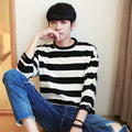 Img 1 - Summer Striped Loose Korean Three-Quarter Length Sleeves Mid-Length T-Shirt Trendy Men T-Shirt