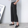 Thin High Waist Wide Leg Women Slim-Look Black Student Korean Ankle-Length Loose Casual Long Straight Pants
