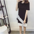 Img 7 - Women Korean Loose Plus Size Slim-Look Bare Shoulder Mid-Length A-Line Summer Dress