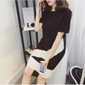 Img 3 - Women Korean Loose Plus Size Slim-Look Bare Shoulder Mid-Length A-Line Summer Dress