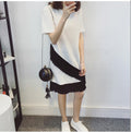 Img 1 - Women Korean Loose Plus Size Slim-Look Bare Shoulder Mid-Length A-Line Summer Dress