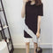 Img 4 - Women Korean Loose Plus Size Slim-Look Bare Shoulder Mid-Length A-Line Summer Dress