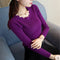 Img 4 - Sweater Women Long Sleeved Lotus Short Korean Solid Colored Undershirt