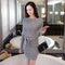 Img 4 - Free Belt Korean Trendy Slim Look Hip Flattering Bat Sweater Women Dress