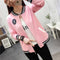 Img 1 - Korean Student Baseball Jersey Women All-Matching Loose Plus Size Long Sleeved Cardigan