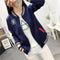 IMG 116 of Korean Student Baseball Jersey Women All-Matching Loose Plus Size Long Sleeved Cardigan Outerwear