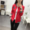 IMG 120 of Korean Student Baseball Jersey Women All-Matching Loose Plus Size Long Sleeved Cardigan Outerwear