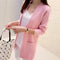 Img 1 - Mid-Length Cardigan Korean Elegant Slim Look Pocket Knitted Sweater Shawl Women