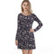 Img 2 - Europe Women Trendy Digital Printed Round-Neck Fold Slimming Long Sleeved Dress