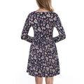 Img 3 - Europe Women Trendy Digital Printed Round-Neck Fold Slimming Long Sleeved Dress
