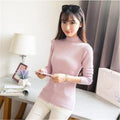 Img 1 - Korean Half-Height Collar Solid Colored Slim Look Long Sleeved Undershirt Sweater Minimalist All-Matching Women