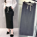 Img 1 - Women Korea Knitted Skirt Slim Look Hip Flattering Mid-Length Skirt