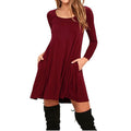 Img 4 - Long Sleeved Solid Colored Loose Pocket Dress Plus Size Women Dress