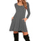 Img 2 - Long Sleeved Solid Colored Loose Pocket Dress Plus Size Women Dress