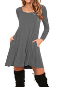 Img 8 - Long Sleeved Solid Colored Loose Pocket Dress Plus Size Women Dress
