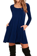 Img 10 - Long Sleeved Solid Colored Loose Pocket Dress Plus Size Women Dress