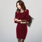 Img 1 - Women Korean Trendy Spliced Color-Matching Slim Look Hip Flattering Long Sleeved Dress