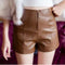 Img 8 - Trendy Leather Pants Women PUShorts Slim Look Casual Wide Leg Loose High Waist