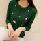 Img 2 - Korean Slimming Embroidery Round-Neck Sweater Long Sleeved Women Pullover