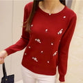Img 4 - Korean Slimming Embroidery Round-Neck Sweater Long Sleeved Women Pullover