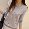 Img 1 - Korean Slimming Embroidery Round-Neck Sweater Long Sleeved Women Pullover