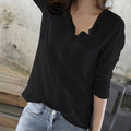 Img 4 - Korea Inspired Cotton Long Sleeved T-Shirt Women V-Neck Loose Undershirt Tops