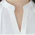 Img 5 - Long Sleeved Chiffon Tops Sexy V-Neck Shirt Women Casual Solid Colored Blouse