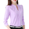 Img 8 - Long Sleeved Chiffon Tops Sexy V-Neck Shirt Women Casual Solid Colored Blouse