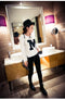 IMG 106 of Korean Women Shorter-Front-Longer-Back Splitted MAlphabets Printed Long Sleeved T-Shirt Thin Sweatshirt Outerwear