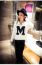 Img 9 - Korean Women Shorter-Front-Longer-Back Splitted MAlphabets Printed Long Sleeved T-Shirt Thin Sweatshirt