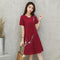Women Summer Korean Loose Trendy Elegant Short Sleeve Mid-Length Dress