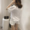 Img 3 - Korean Trendy Loose Round-Neck Women See Through Tops Undershirt Summer Ripped Short Sleeve T-Shirt