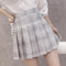 Fold Skirt Summer Women Plus Size Chequered Pleated Student Korean High Waist Slim Look A-Line Shorts