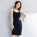 Img 4 - Black Slip Dress Women Summer Mid-Length Slim Look Long Bare Shoulder Sexy Cami Dress