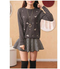 IMG 116 of Women Korean Loose Round-Neck Long Sleeved Embroidered Flower Sweater Undershirt Outerwear