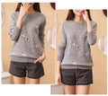IMG 112 of Women Korean Loose Round-Neck Long Sleeved Embroidered Flower Sweater Undershirt Outerwear