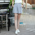 Img 1 - Summer Women Shorts Plus Size Casual Slim-Look Outdoor Striped High Waist Wide Leg Beach Shorts
