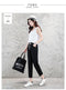 IMG 108 of Cotton Blend Ankle-Length Pants Summer Thin Straight Loose Casual Women Slim-Fit Pants