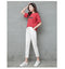 IMG 114 of Cotton Blend Ankle-Length Pants Summer Thin Straight Loose Casual Women Slim-Fit Pants